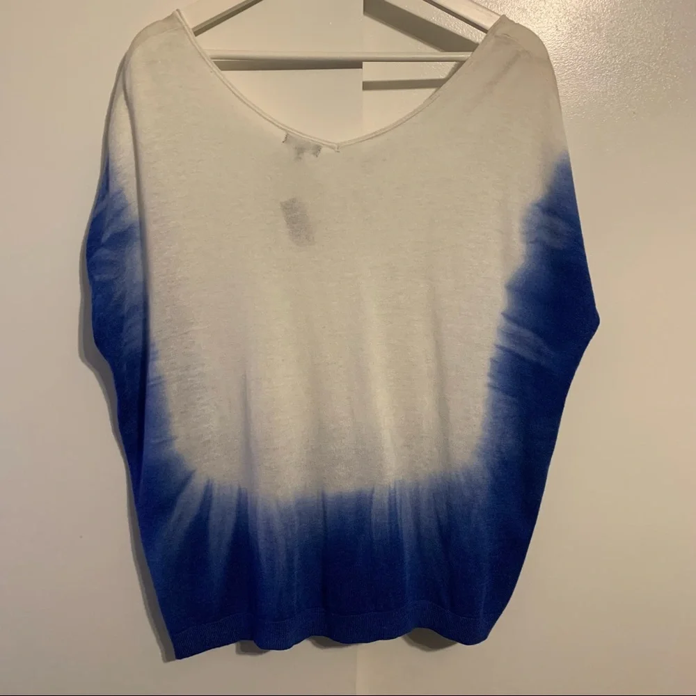 Splendid M dip dye dolman sleeve sweater cashmere blend White & Mediterranean - Picture 7 of 15